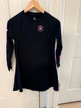 Converse Girls shirt dress size L Black with Pink logo